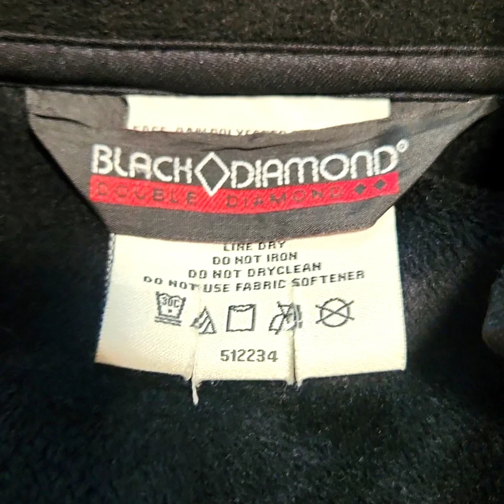 Black Diamond Double Diamond Men's Black Zip Up Jacket Size XL EUC